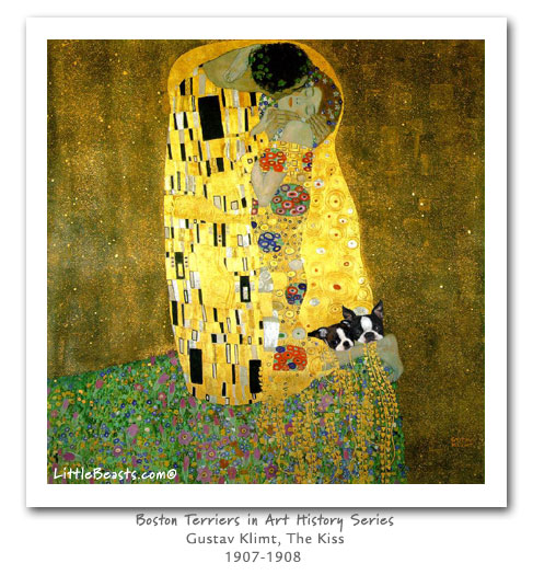 Boston Terriers in Art History - Klimt - The Kiss